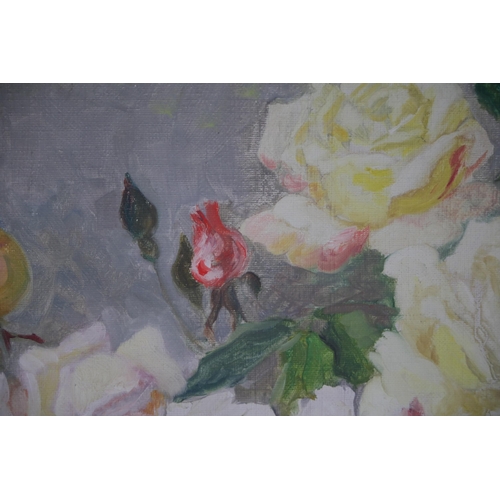 51 - Large Oil on Canvas painting of flowers by Stefanie Von Trauttweiller, in lovely condition and vibra... 