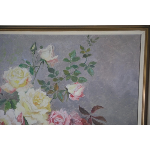 51 - Large Oil on Canvas painting of flowers by Stefanie Von Trauttweiller, in lovely condition and vibra... 