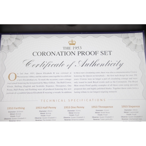 60 - The 1953 coronation proof set of coins boxed encapsulated and uncirculated coins featuring from 1953... 