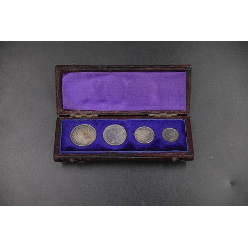 61 - Victorian Maundy coins set in small coin box dated 1875 silver