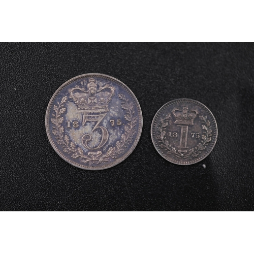 61 - Victorian Maundy coins set in small coin box dated 1875 silver