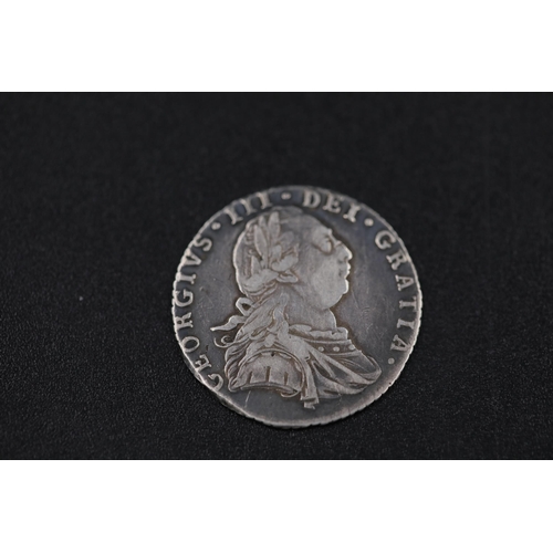 65 - 3 George the third coins 2 shillings date 1787 and 1797 and 1 six pence 1834 encapsulated silver coi... 