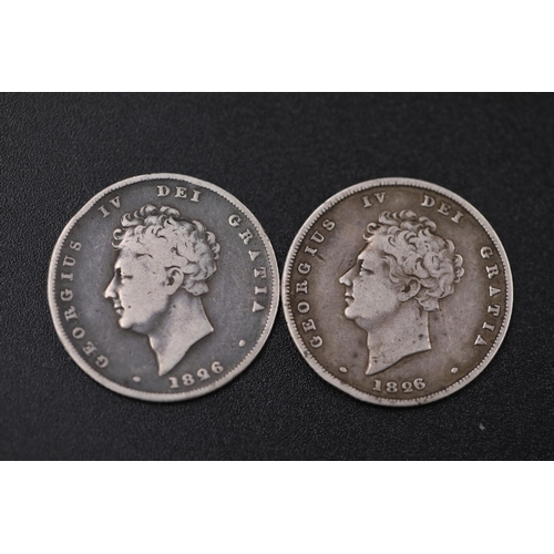 67 - 4x George the 4th shillings dated 1825 and 3x 1826 silver coins encapsulated