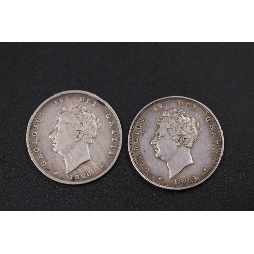 67 - 4x George the 4th shillings dated 1825 and 3x 1826 silver coins encapsulated