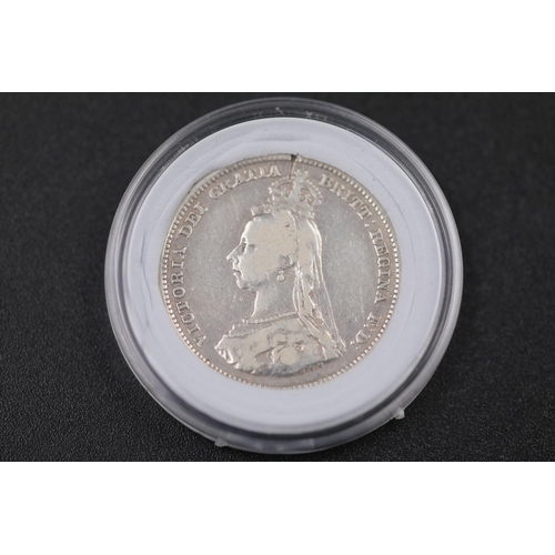 69 - Queen Victoria jubilee head 1887 shilling silver coin encapsulated