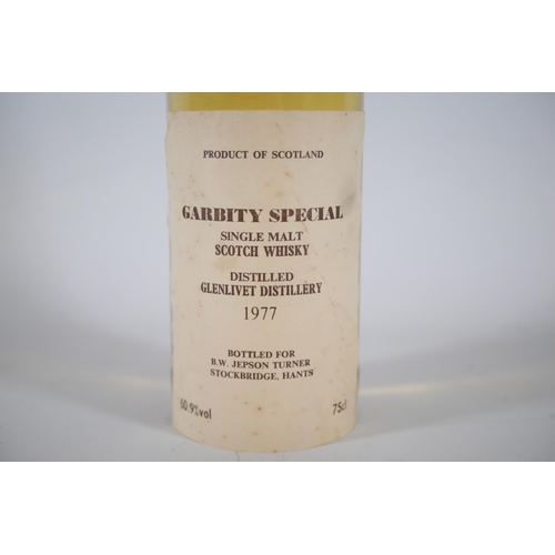 7 - Rare Un Opened Bottle of 1977 Garbity Special Single Malt Whiskey. Label indicates it was bottled fo... 