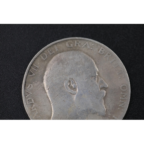 70 - Edward the 8th 1902 silver crown encapsulated Coin is described as worn / rubbed