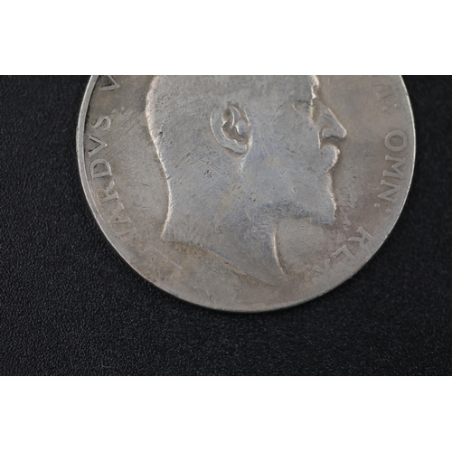 70 - Edward the 8th 1902 silver crown encapsulated Coin is described as worn / rubbed