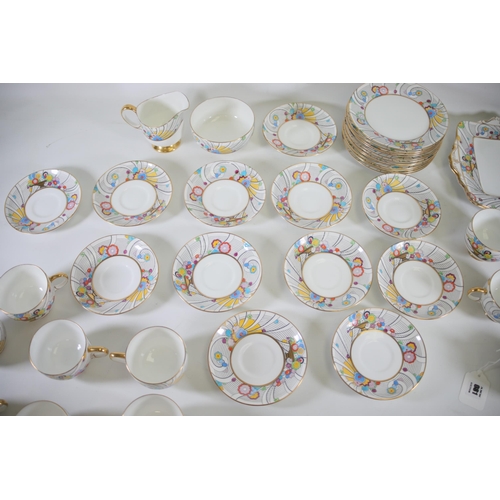 81 - Rare paragon futurist pattern cups saucers side plates for 12 people all in fantastic condition vibr... 