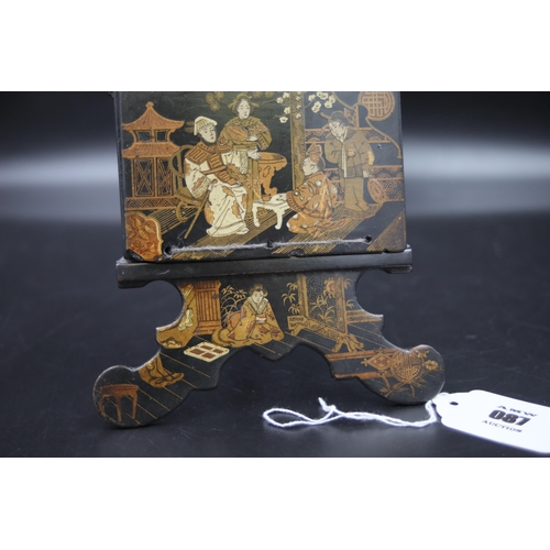 87 - Small Decorated Japanese Easel which opens to hold small pictures size is 9 inches high