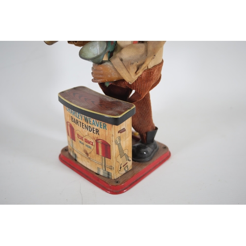 9 - 1950's Japanese tin toy charley weaver bartender ( needs a clean ) but in lovely condition