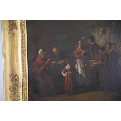 92 - A lovely well painted oil on canvas of a Georgian tavern scene the painting dates from around 1850 a... 