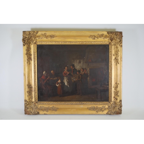 92 - A lovely well painted oil on canvas of a Georgian tavern scene the painting dates from around 1850 a... 