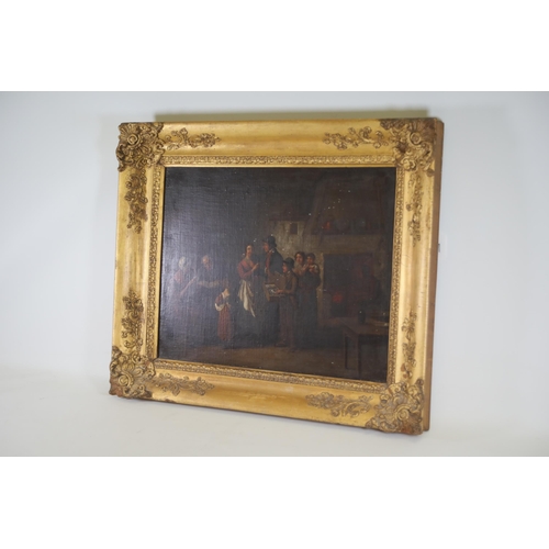 92 - A lovely well painted oil on canvas of a Georgian tavern scene the painting dates from around 1850 a... 