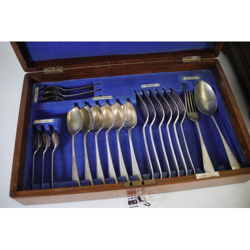 93 - Vintage walker and hall plated canteen of cutlery missing serving fork plus one other stainless stee... 