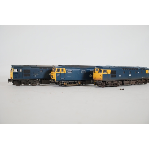 173 - 3 Heljan OO Gauge Blue Locomotives. These trains appear to be in good used condition, some glue is v... 