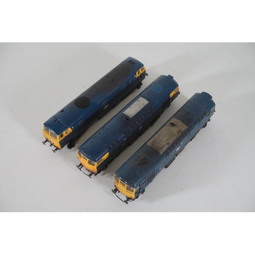 173 - 3 Heljan OO Gauge Blue Locomotives. These trains appear to be in good used condition, some glue is v... 