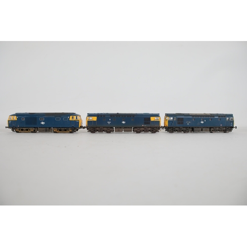 173 - 3 Heljan OO Gauge Blue Locomotives. These trains appear to be in good used condition, some glue is v... 