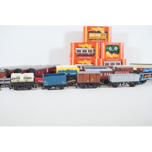 190 - Large collection of OO Gauge mostly Hornby Goods Wagons and Carriages, some Lima branded pieces in t... 