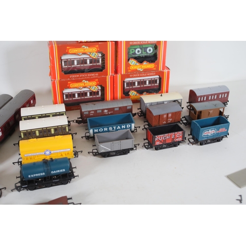 190 - Large collection of OO Gauge mostly Hornby Goods Wagons and Carriages, some Lima branded pieces in t... 