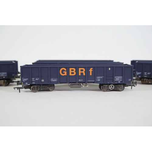 195 - JNA Ealnos Bogie Box Wagons GBRF Blue Revolution Trains OO Gauge x7. All appear to be in good used c... 