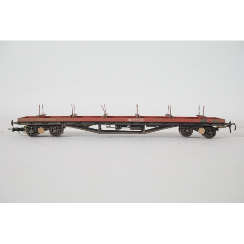 205 - 4 Bachmann Bogie Bolster Rail freights Wagons. 3 are missing pins and 1 has had a connector replaced... 