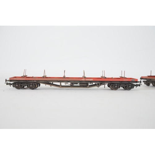 209 - 4 Bachmann Bogie Bolster Rail freights. A couple are missing accessories, pins and a small amount of... 