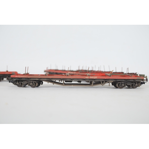 209 - 4 Bachmann Bogie Bolster Rail freights. A couple are missing accessories, pins and a small amount of... 