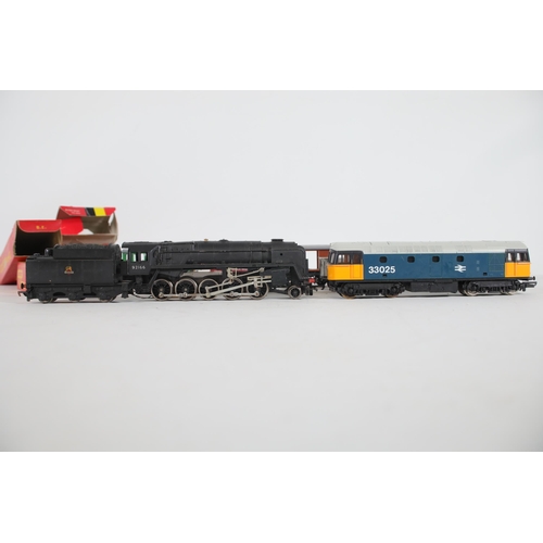 228 - 2 Locomotives Hornby and Lima with 11 Hornby Goods Wagons and some boxes. British Rail Black 92166 H... 