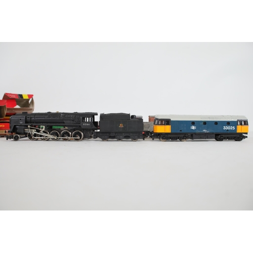 228 - 2 Locomotives Hornby and Lima with 11 Hornby Goods Wagons and some boxes. British Rail Black 92166 H... 