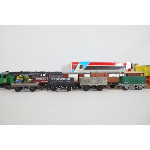 228 - 2 Locomotives Hornby and Lima with 11 Hornby Goods Wagons and some boxes. British Rail Black 92166 H... 