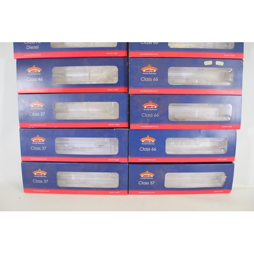 234 - 12x Bachmann Locomotive boxes various classes. 6 x Class 66, 3x class 37, 1x class 46, 1x class 57 a... 