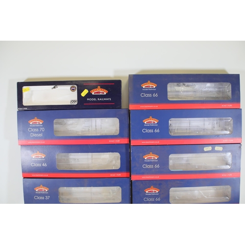 234 - 12x Bachmann Locomotive boxes various classes. 6 x Class 66, 3x class 37, 1x class 46, 1x class 57 a... 