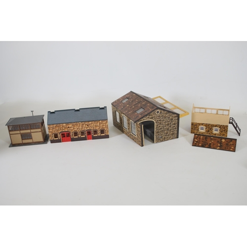 244 - 3 Boxes of OO gauge houses platforms and boxed animals layout decorations.