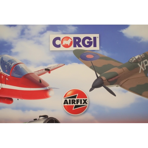 255 - Large Hornby corgi and Airfix advertising board 160cm wide 120cm high. Ideal for a collectors wall o... 