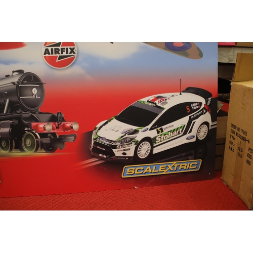 255 - Large Hornby corgi and Airfix advertising board 160cm wide 120cm high. Ideal for a collectors wall o... 