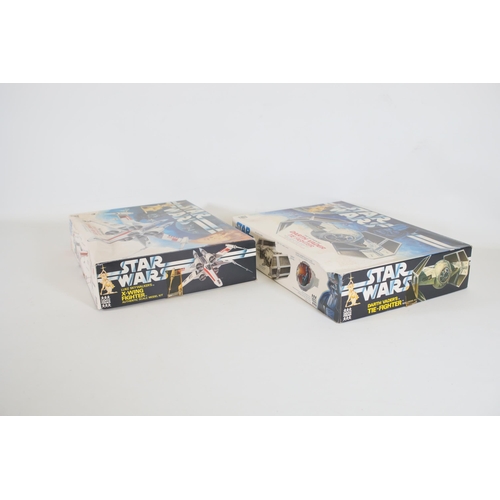 291 - Denys fisher star wars scale model kits Darth Vader tie fighter and Luke skywalker x wing scale mode... 