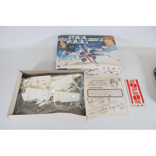 291 - Denys fisher star wars scale model kits Darth Vader tie fighter and Luke skywalker x wing scale mode... 