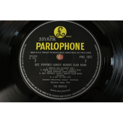 4 - Beatles Sgt Peppers Lonely Hearts Club Band, Parlophone Black/Yellow Label, XEX 638-1 A::P / XEX-637... 