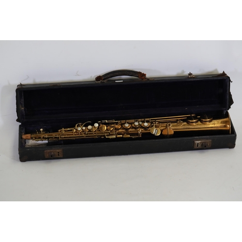 408 - C1928 C.G. CONN New Wonder Chu Berry Transitional Soprano Saxophone with Microtuner. Patent date is ... 