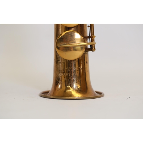 408 - C1928 C.G. CONN New Wonder Chu Berry Transitional Soprano Saxophone with Microtuner. Patent date is ... 