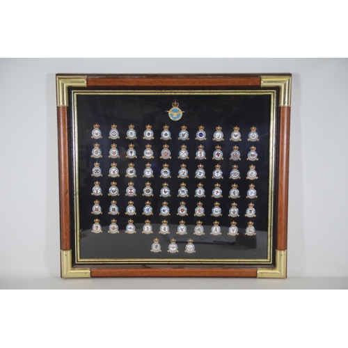 410 - A lovely framed group of Framed Royal Air Force Cap Badges RAF in excellent condition, 53 in total, ... 