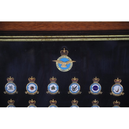 410 - A lovely framed group of Framed Royal Air Force Cap Badges RAF in excellent condition, 53 in total, ... 