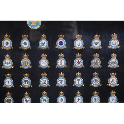 410 - A lovely framed group of Framed Royal Air Force Cap Badges RAF in excellent condition, 53 in total, ... 