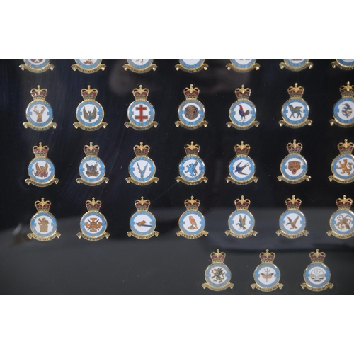 410 - A lovely framed group of Framed Royal Air Force Cap Badges RAF in excellent condition, 53 in total, ... 