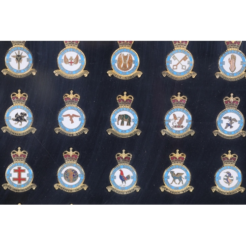 410 - A lovely framed group of Framed Royal Air Force Cap Badges RAF in excellent condition, 53 in total, ... 