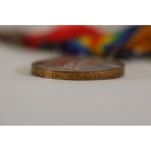 415 - Group of WW1 Royal Navy Medals K18135 A.G Green, L STO R.F, with a John Harrison 9047 Silver Pocket ... 