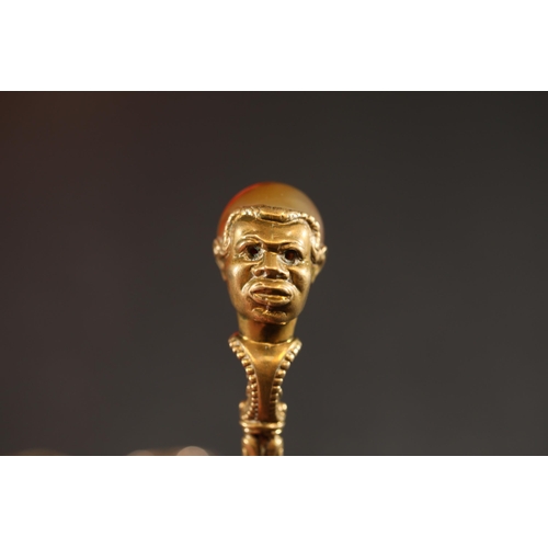 712 - French African Brass Button Hook with Onyx Head