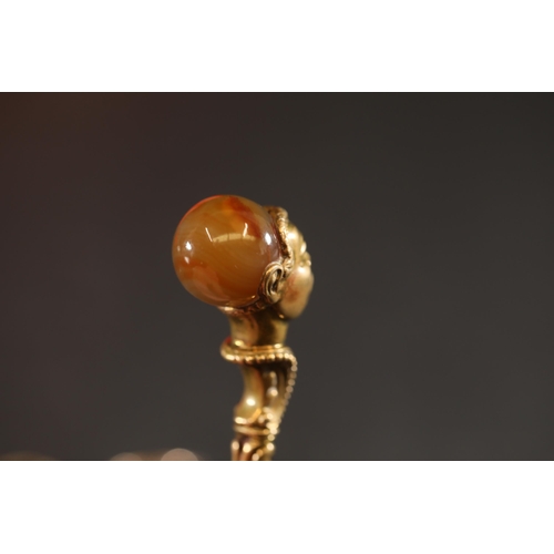 712 - French African Brass Button Hook with Onyx Head