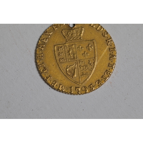 716 - 1793 Gold Guinea King George the Third, small hole in the top, but a lovely coin